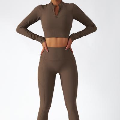 Women Rib Zipper Crop Top T-shirts